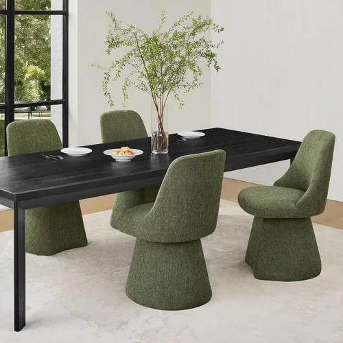 KISLOT Juego de 4 sillas de comedor giratorias, tapizadas de mediados de siglo con respaldo alto, sillas de cocina de tela de lino para comedor, Una