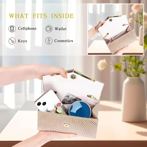 Miniatura 6 de Larcenciel Bolsos de noche para mujer, bolso de noche plisado brillante, elegante embrague de lentejuelas para boda, fiesta de cóctel formal