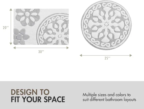 Miniatura 3 de Madison Park Casablanca 100% Cotton Tufted Bathroom Rugs Luxurious Plush Medallion Floral Pattern Bath Mat Absorbent, Quick Dry, Spa Design Shower