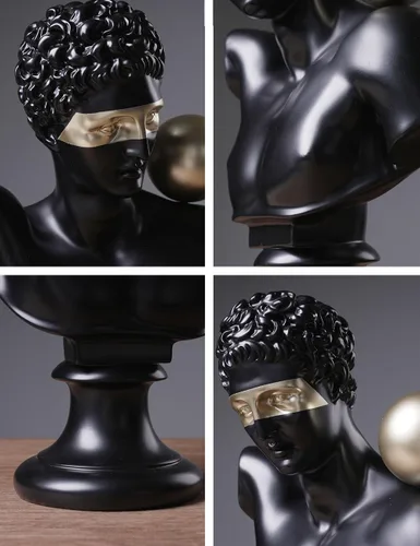 Miniatura 8 de Estatua griega de busto abstracta, escultura moderna, regalo para el hogar, centro de mesa para estantería, escritorio, oficina, negro, 13.8 pulgadas