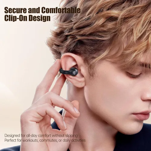 Miniatura 3 de Auriculares de oreja abierta, auriculares Bluetooth 5.4 con clip, auriculares estéreo inalámbricos de 40 horas de reproducción con pantalla digital