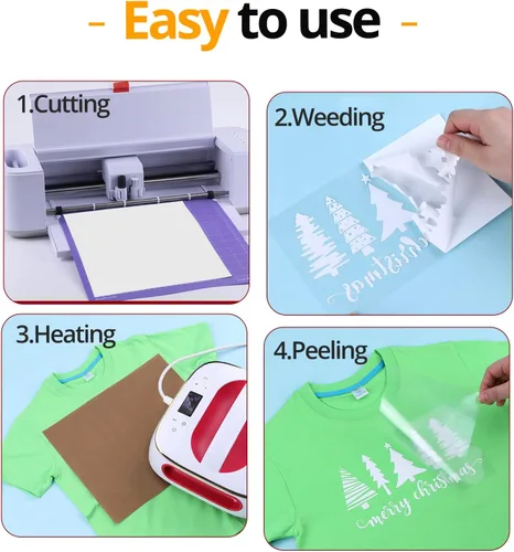 Miniatura 4 de HTVRONT Paquete de 10 vinilos termotransferibles blancos de 12 x 10 pulgadas para camisetas, vinilo blanco para planchar para todas las máquinas