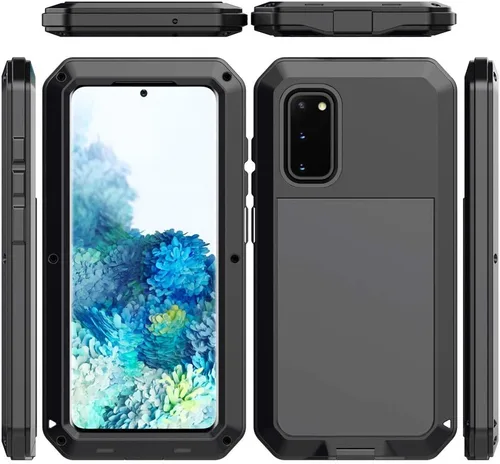 Miniatura 6 de Funda protectora de cuerpo completo para Galaxy S20, resistente a los golpes, funda de metal de aleación de aluminio con protector de pantalla Negro