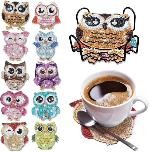 Miniatura 26 de 6 piezas de posavasos de pintura de diamante Posavasos de arte de diamante Pintura de arte de diamante de trasero de animal Regalo de arte