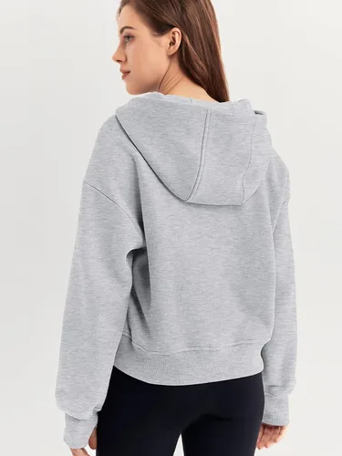 Miniatura 5 de Trendy Queen Sudaderas con capucha para mujer, con cremallera de un cuarto, sudaderas de gran tamaño, media cremallera con bolsillos, ropa de otoño