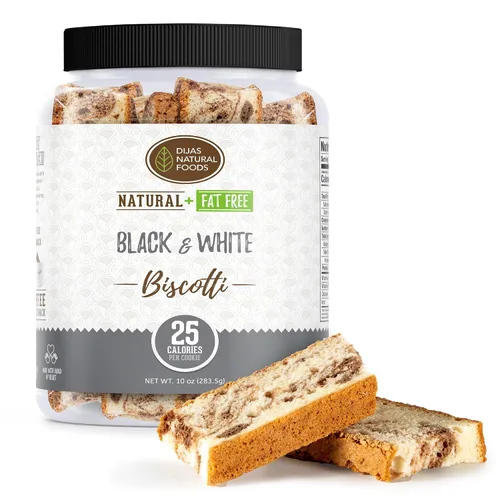 DIJAS Natural Foods, Individually Wrapped Fat Free Biscotti Cookie, All Natural Preservative Free Ingredients, Delicious Low Calorie Snack (Black &