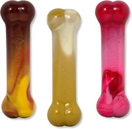 Miniatura 11 de Nylabone Power Chew Flavor Frenzy - Juguetes masticables duraderos para perros, sabor a hamburguesa con queso y tarta de manzana