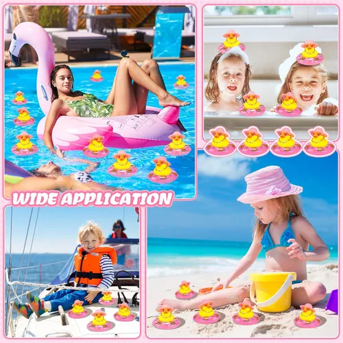 Miniatura 5 de Sotiff Mini patos de goma a granel para niños, lindo juguete de pato amarillo para salpicadero de automóvil, adornos con gafas de sol, anillo