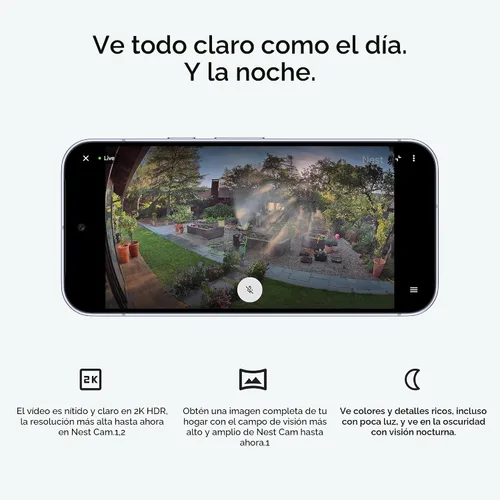 Miniatura 6 de Google Nest Cam Outdoor (cableada, 2.ª generación) - Cámara de seguridad con video 2K y Géminis, visión nocturna, audio bidireccional - Funciona