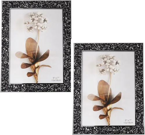 Miniatura 9 de Marcos de fotos, marco dorado para fotos de 5 x 7 pulgadas, marcos de fotos de metal con purpurina para escritorio o pared, mesa, mostrador
