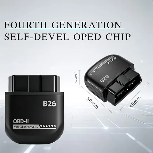 Miniatura 2 de Escáner B26 Bluetooth OBD2 para iOS y Android - Lector de código de motor sin suscripción, herramienta de diagnóstico del motor mejorada 2026, luz