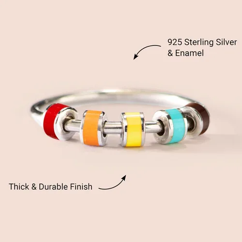 Miniatura 3 de STORYJEWELLERY Anillo giratorio, anillos de plata de ley 925 para la ansiedad para mujer, anillo giratorio, anillos de plata silenciosos