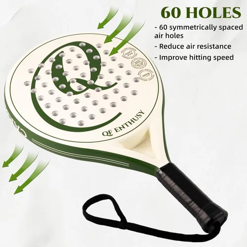 Miniatura 4 de Padel Racket, Carbon Fiber Surface Padel Racquet, Lightweight, Ideal for Training/Matches Verde