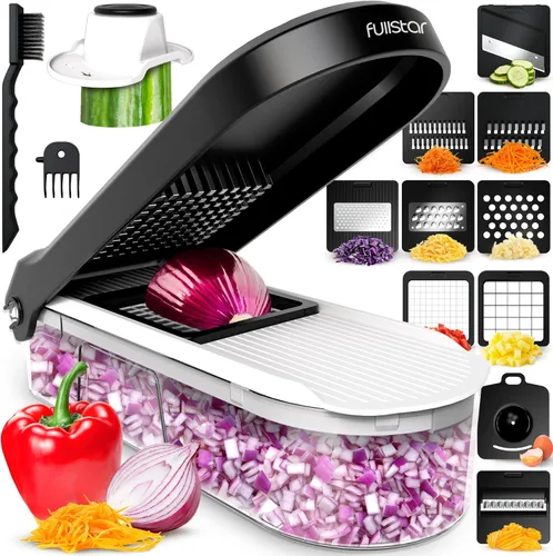 Miniatura 11 de Fullstar - Picadora de verduras, mandolina, rallador de queso, picadora de alimentos con recipiente, utensilios de cocina, artículos esenciales
