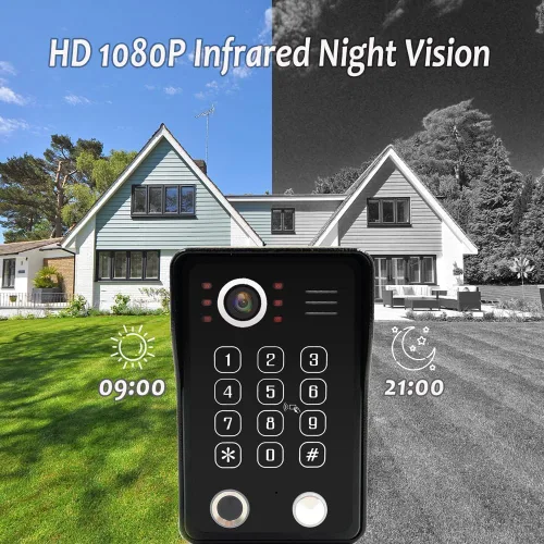Miniatura 3 de ANJIELO SMART Timbre con sistema de videoportero WiFi con cámara, video con cable 1080P, soporte para huellas dactilares, tarjetas RFID