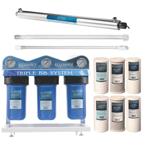 Miniatura 10 de Sistema purificador de filtro de agua de pozo con luz ultravioleta UV de 55W más sedimentos y carbón para óxido, hierro, arena, suciedad