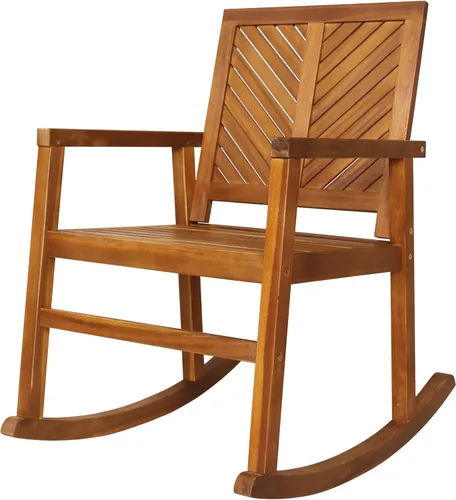 JONATHAN Y RCK100A Ned - Mecedora moderna con respaldo de Chevron, 300 libras, soporte de madera de acacia, para jardín, césped, patio trasero, Teca