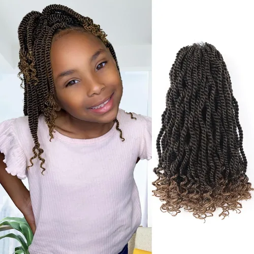 Miniatura 64 de Cabello rubio de ganchillo para mujeres negras, trenzas senegalesas onduladas de ganchillo de 12 pulgadas, trenzas kinky de ganchillo cortas 27613