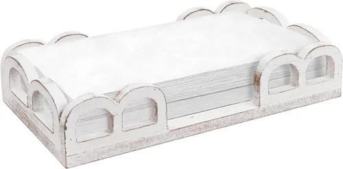 Miniatura 11 de MAONAME Servilletero de madera de granja para mesas, dispensador de servilletas cuadrado, bandeja de madera rústica para toallas de invitados