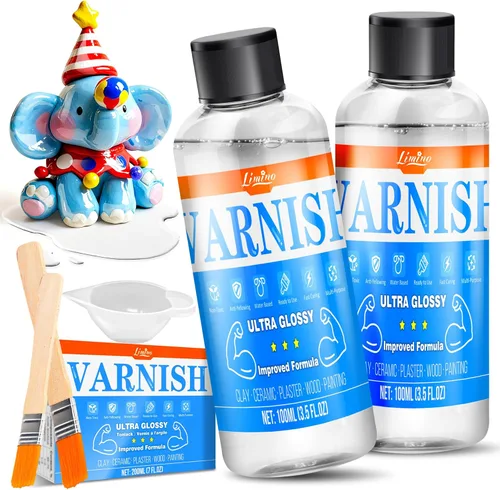 Air Dry Clay Glaze - Barniz de arcilla de fórmula mejorada de 6.8 fl oz, esmalte de cerámica ultra brillante, sellador de arcilla para evitar