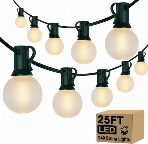 Miniatura 19 de Guirnalda de luces LED G40 para el día de San Patricio para exteriores, 25 pies, luces decorativas de San Patricio al aire libre con bombillas