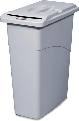 Rubbermaid 9W15LGY Slim Jim - Receptáculo para documentos confidencial con tapa, rectangular, 23 galones, gris claro