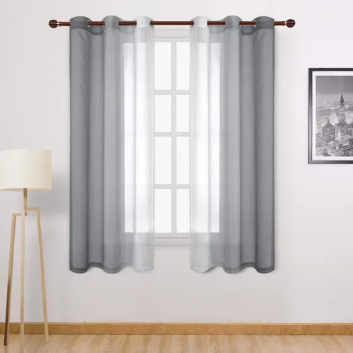 Miniatura 77 de DWCN Cortinas Transparentes de Lino Sintético Negro Degradado Ombré - Cortinas Semi Transparentes de Gasa con Ojales en la Parte Superior