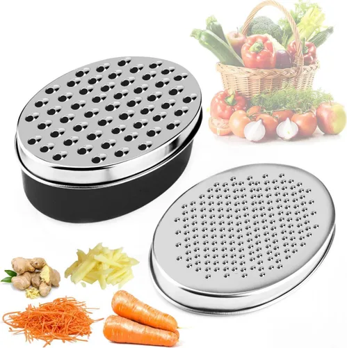 Rallador de queso de acero inoxidable con recipiente de almacenamiento hermético, rallador de caja para cocina, triturador para parmesano, queso