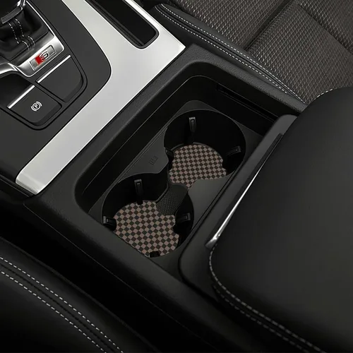 Miniatura 8 de Funda para volante de automóvil de 15 pulgadas y 2 posavasos de automóvil a cuadros Funda de volante a cuadros color negro marrón antideslizante