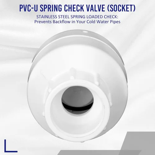 Miniatura 3 de Geetery Válvula de Retención en Línea de PVC Conexiones con Solvente Plástico Blanco Prevención de Reflujo Accesorios de Tubería Check Socket