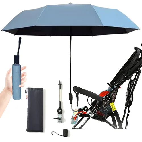Miniatura 10 de Sombrilla universal para bebé, cochecito de bebé, protección solar para cochecitos, paraguas impermeable para carritos, bicicleta, silla de ruedas