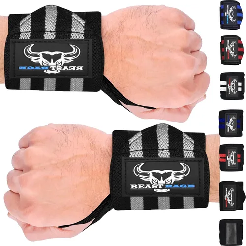 Miniatura 6 de BEAST RAGE Muñequeras para levantamiento de pesas, correas de levantamiento ajustables con lazo para el pulgar para un mejor apoyo en el gimnasio