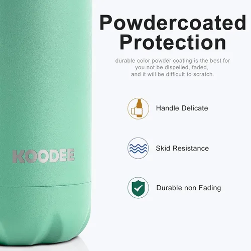 Miniatura 5 de koodee Botella de agua aislada (paquete de 2) botella de agua de doble pared de acero inoxidable 18/8, botella térmica de viaje con forma de cola