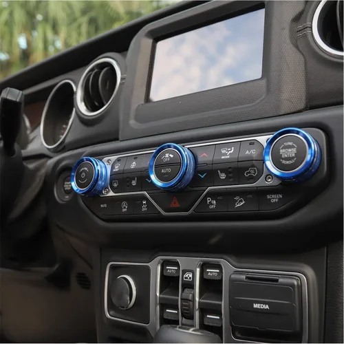 Miniatura 6 de JeCar - Cubierta de perilla de interruptor de aire acondicionado, de aleación de aluminio, compatible con Jeep Wrangler 2018-2023 JL JLU y 2020-2023
