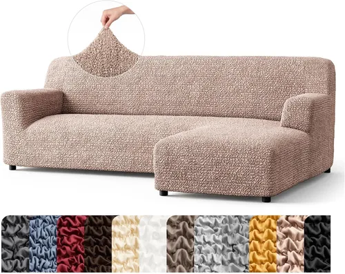 Miniatura 19 de PAULATO BY GA.I.CO. Funda de sofá modular, funda para sofá chaise longue en forma de L, fundas lavables para sofá esquinero, funda elástica de Gris