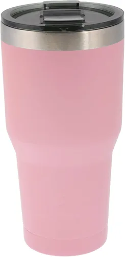 Doble pared aislada al vacío, vaso de acero inoxidable con tapa de bloqueo, recubrimiento en polvo duradero, bebida fría y bebidas calientes, rosa,