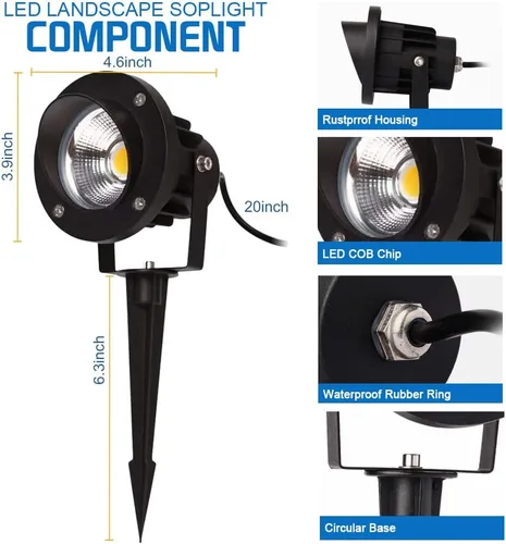 Miniatura 7 de Focos LED de 20 W, luces de paisaje al aire libre, bajo voltaje, iluminación LED de paisaje, 12 V ~ 24 V CA/CC, focos de paisaje impermeables