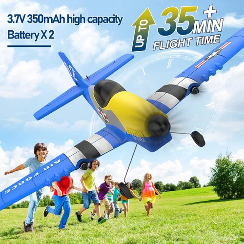 Miniatura 3 de Avión RC Dron, avión de control remoto RC de 3 canales, 2.4 GHz con 2 baterías, estabilizador de giroscopio de 6 ejes, aviones de espuma de juguete