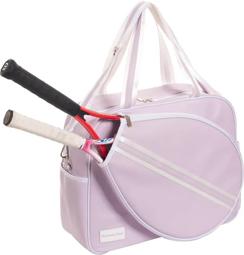 Remobia Hicol Bolso deportivo grande de piel sintética púrpura para mujer, bolsa de hombro para raqueta de tenis, bolsa de mano de tenis para 2