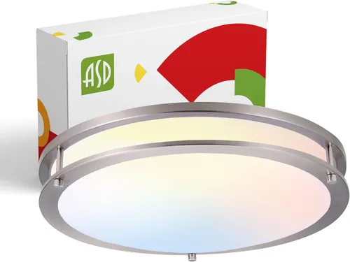 Miniatura 72 de ASD Lámpara LED de techo de montaje empotrado de 18 pulgadas, interruptor de 28 W, 100-277 V, 2750 lúmenes, 3000 K/4000 K/5000 K, regulable, Níquel
