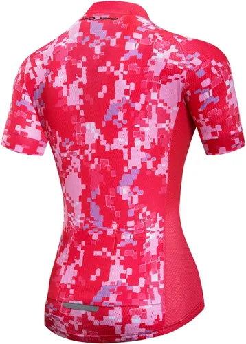 Miniatura 169 de Camiseta de ciclismo para mujer, manga corta y pantalones cortos de ciclismo acolchados para verano