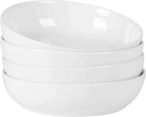 Gibson Home Zen Buffet - Tazones de ensalada de porcelana de 41 onzas resistentes a los arañazos y a los arañazos, 4 unidades, gran capacidad, aptos
