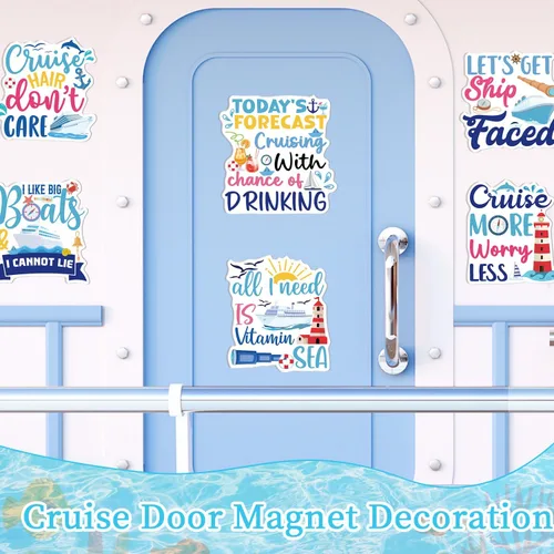 Miniatura 4 de Wxiben - Decoraciones magnéticas grandes para puerta de crucero, 6 unidades, decoración de puerta de crucero de navegación marítima, divertidos