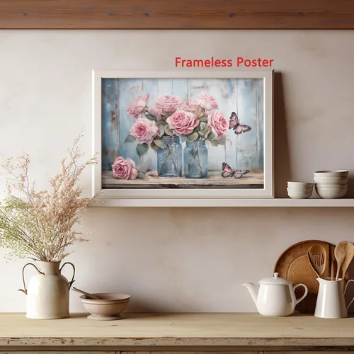Miniatura 6 de BACKYMRJCART Arte de pared vintage de paisaje de campo de flores silvestres, paisaje, paisaje rústico, arte de pared, naturaleza, prado, pintura
