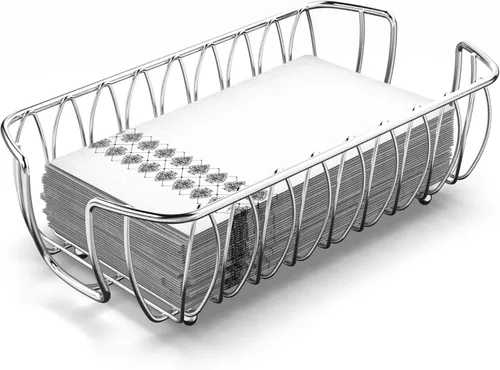 Miniatura 28 de Servilletero para mesa – Dispensador de servilletas vertical de hierro plateado para servilletas de papel, dispensador de servilletas para cocina