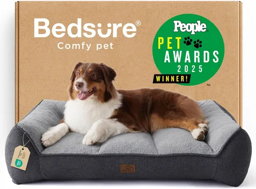 Miniatura 26 de Bedsure Cama ortopédica para perros de tamaño mediano, camas extra gruesas de apoyo para perros medianos con funda impermeable lavable, cómodo sofá