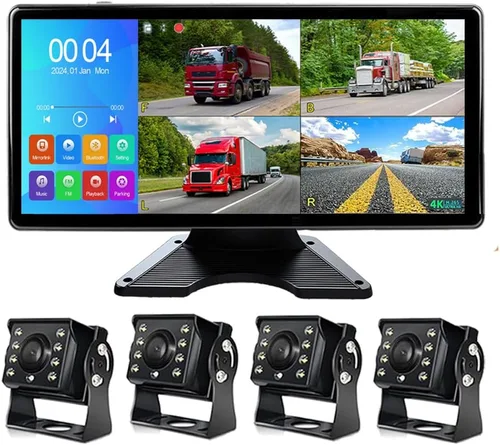 Miniatura 7 de Sistema de cámara de respaldo 4K RV, monitor de pantalla táctil de 10.1 pulgadas con 4 cámaras de visión nocturna 1080P, reproducción de video USB