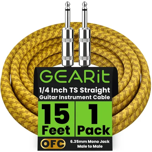 Miniatura 20 de GEARit Cable de instrumento de audio (10 pies) en ángulo recto a recto de 1/4 de pulgada macho a macho para cable AMP, base y guitarra eléctrica