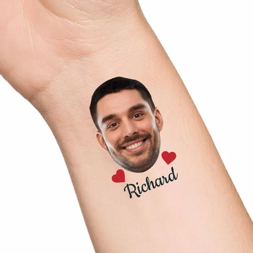 Miniatura 8 de Tatuajes temporales personalizados con texto de nombre, tatuaje temporal personalizado con logotipo fotográfico para adultos, parejas, mujeres