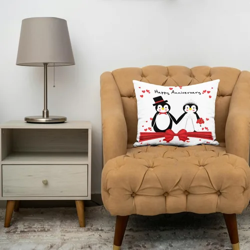 Miniatura 3 de Funda de almohada 3D con diseño de pingüinos y corazones rojos y rosas en 3D, 16 x 16 pulgadas